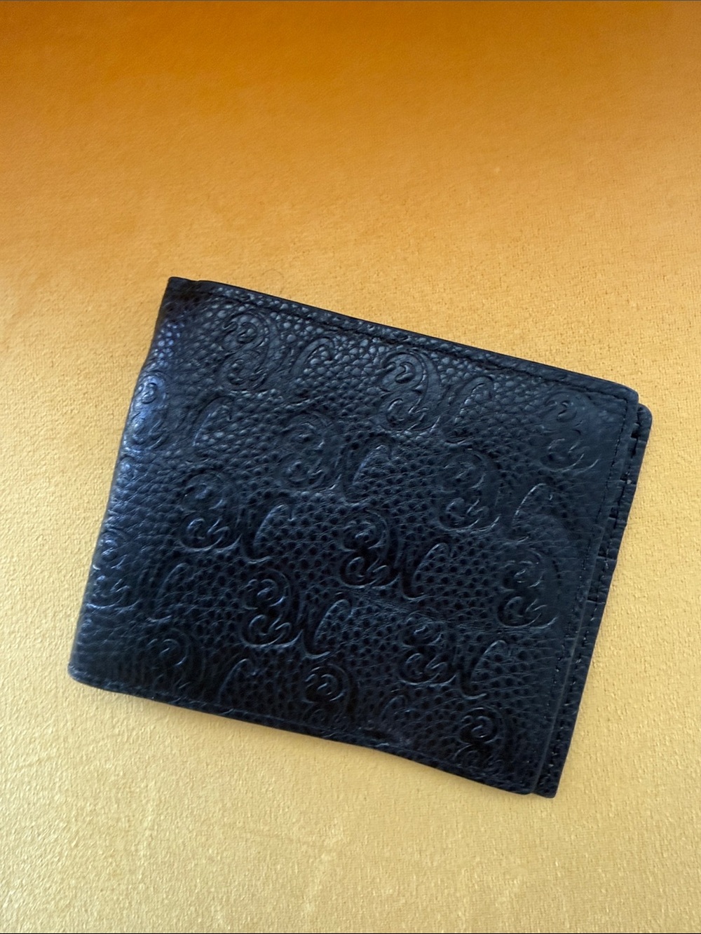 8thWNDR. Black Embossed Leather Men's Bifold Wallet